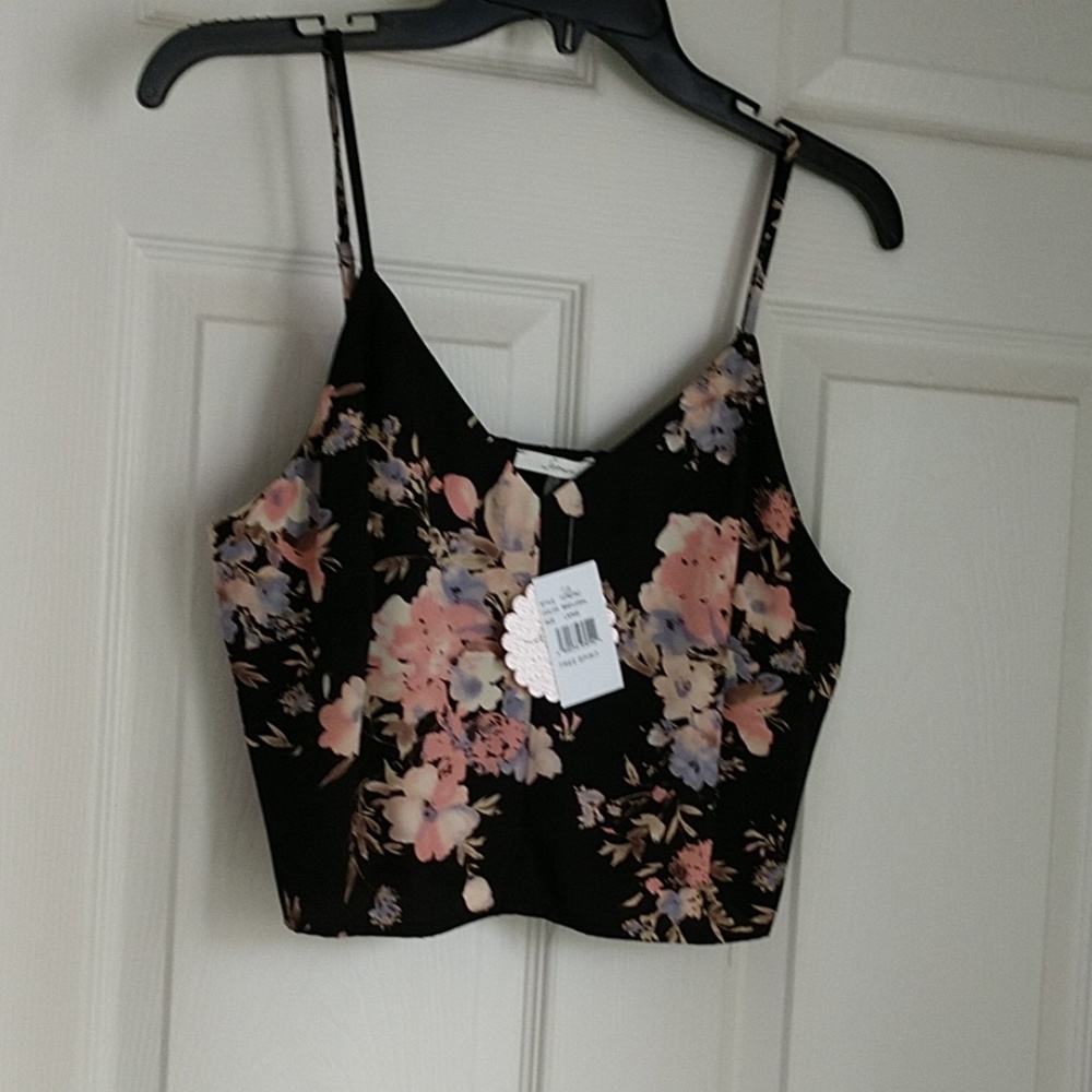 NWT Soprano Floral Printed V-Neck Crop Top Large